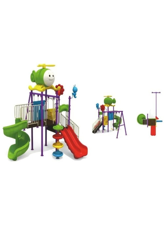 MYTS Home Deluxe Playset with 3 Swings & 2 Slides | Outdoor Kids Playground Playset | Heavy-Duty Weather-Resistant Activity Center | 535 × 430 × 350 cm - Image 2